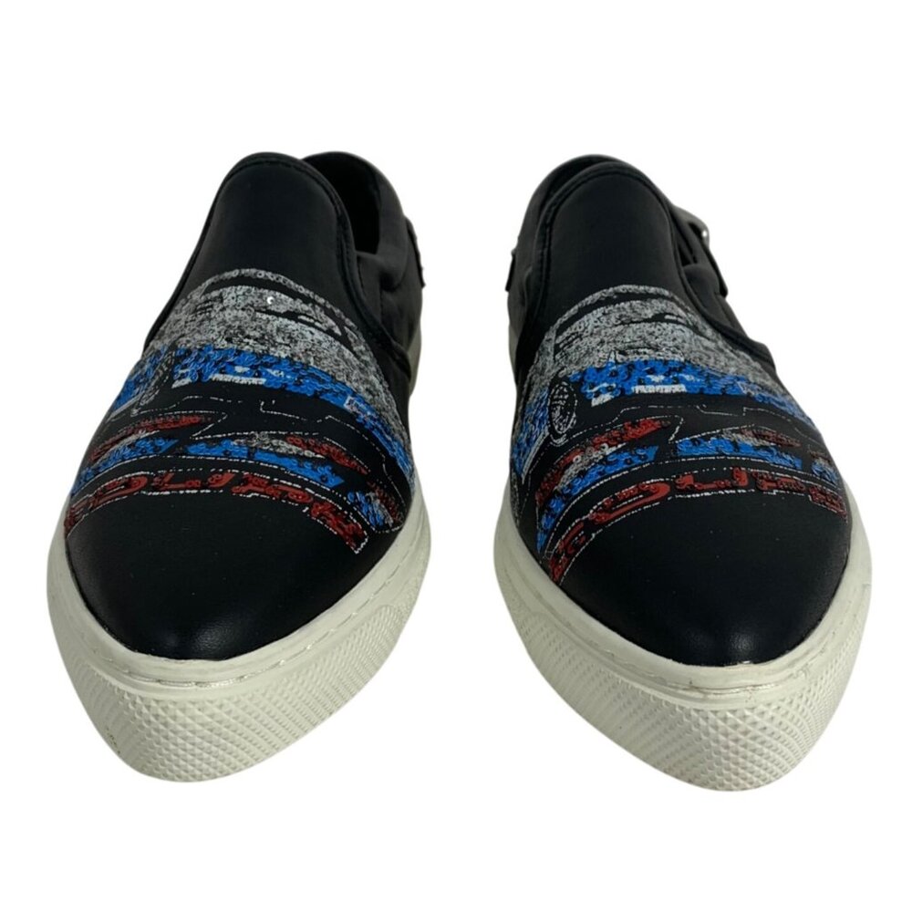 COACH C103 Race Car Sequin Sneakers Slip On Low Top Shoes Pointed Toe SZ 6.5 EUC